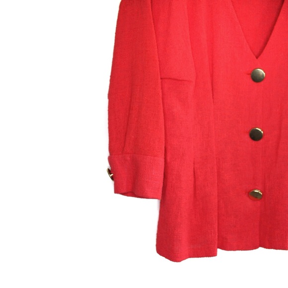 Zara NWT Red Textured Chunky Button Top M - Picture 4 of 11